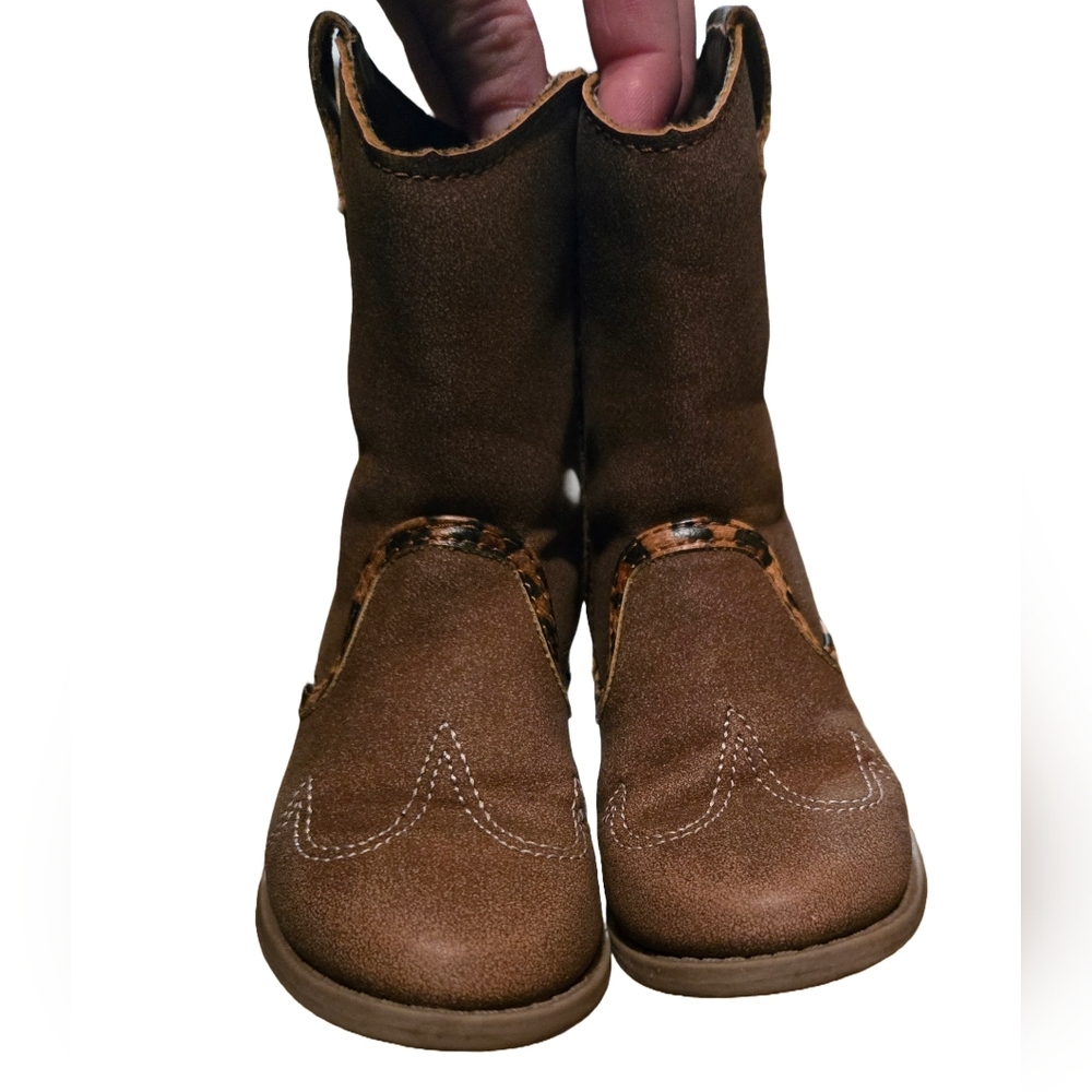 Carters Marlene Western Cowgirl Boots, Brown Size 6 Toddler - Picture 2 of 3